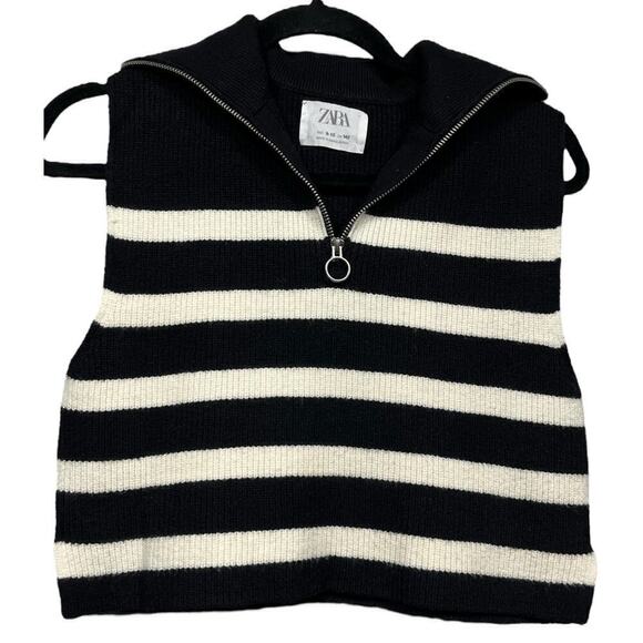 Zara Women’s White And Black Stripes Tank Blouse / Size-9-10 - Picture 1 of 10